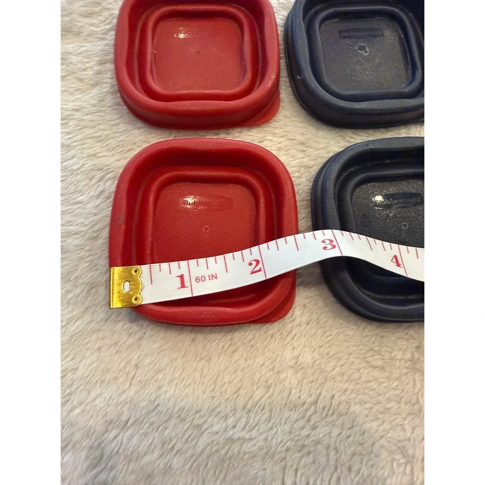 Rubbermaid Replacement Lids Set of 4 Square Red Navy Blue 7J54 Made in USA